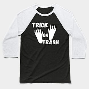 TRICK OR TRASH Raccoon Footprint Baseball T-Shirt